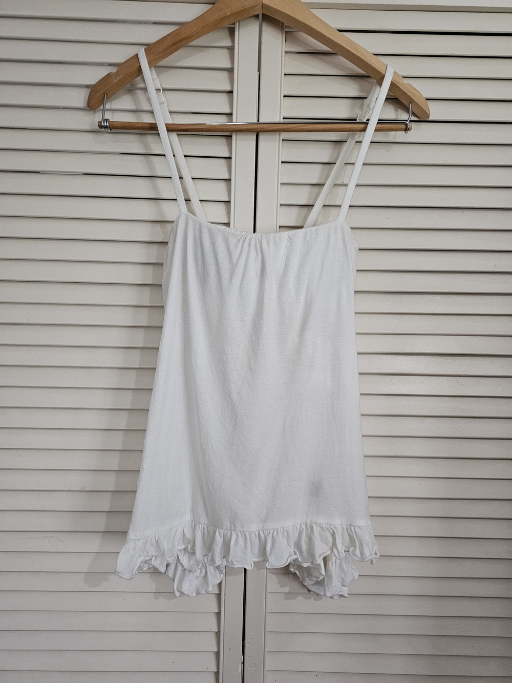 Victoria's Secret White Ruffle-Hem Spaghetti Strap Camisole
